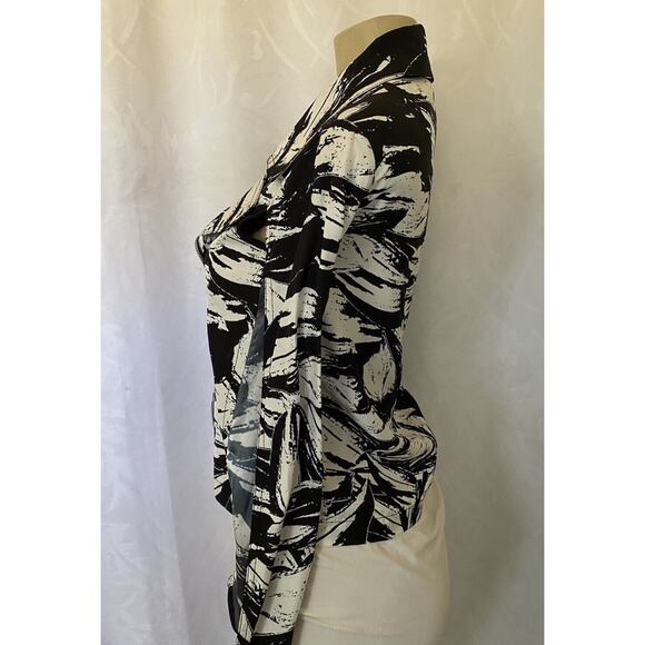 Yigal Azrouel Jacket Moto Blazer Black White Zip Abstract Lightweight Ca… - Picture 6 of 9